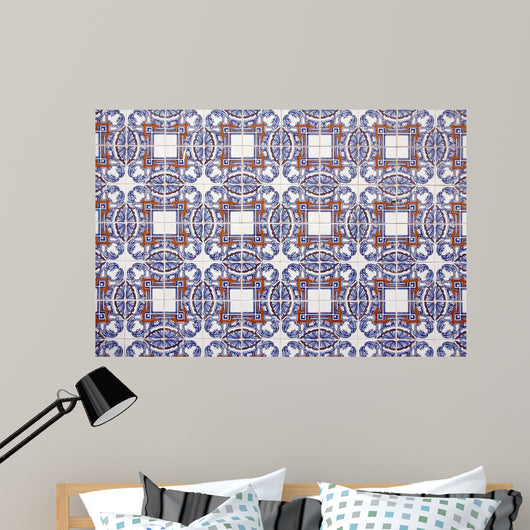 Blue-brown Tile Wall Mural