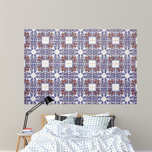 Blue-brown Tile Wall Mural