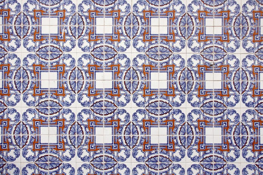 Blue-brown Tile Wall Mural