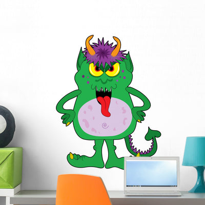 Little Green Monster Wall Decal shown on a wall