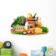 Groceries in wicker basket including vegetables and fruits Wall Mural