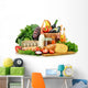 Groceries in wicker basket including vegetables and fruits Wall Mural