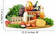 Groceries in wicker basket including vegetables and fruits Wall Mural
