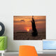 Orange Sunset with Sailboat Wall Decal