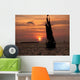 Orange Sunset with Sailboat Wall Decal