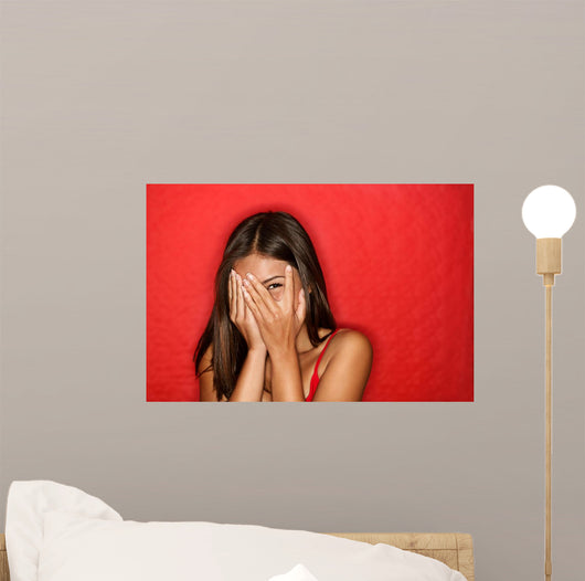Playful Shy Woman Hiding