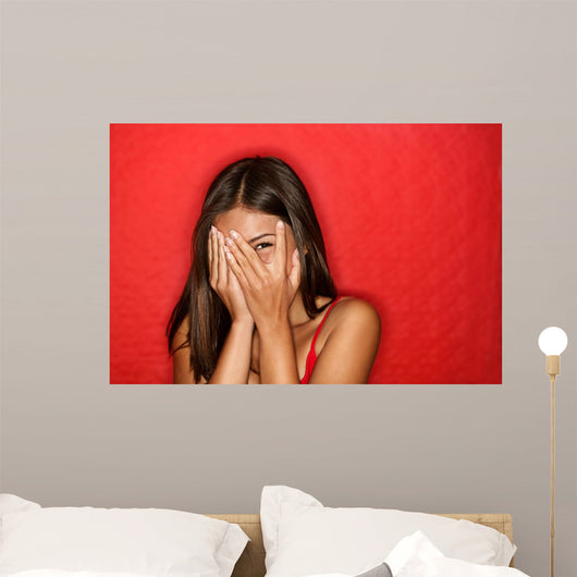 Playful Shy Woman Hiding