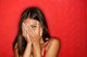 Playful Shy Woman Hiding