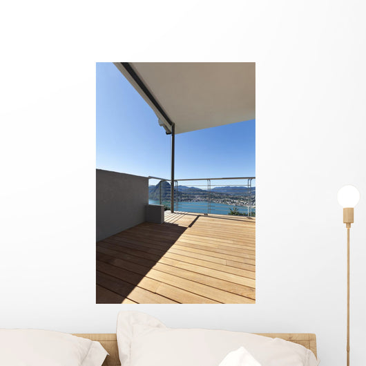 Modern Apartment Balcony Lake Wall Mural