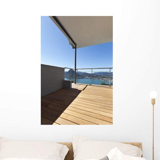 Modern Apartment Balcony Lake Wall Mural