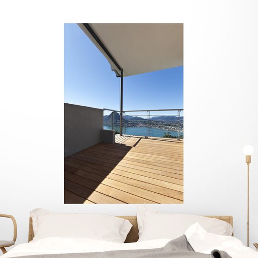 Modern Apartment Balcony Lake Wall Mural