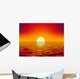 yellow sun over the ocean and red sky Wall Mural