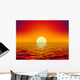 yellow sun over the ocean and red sky Wall Mural