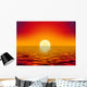 yellow sun over the ocean and red sky Wall Mural