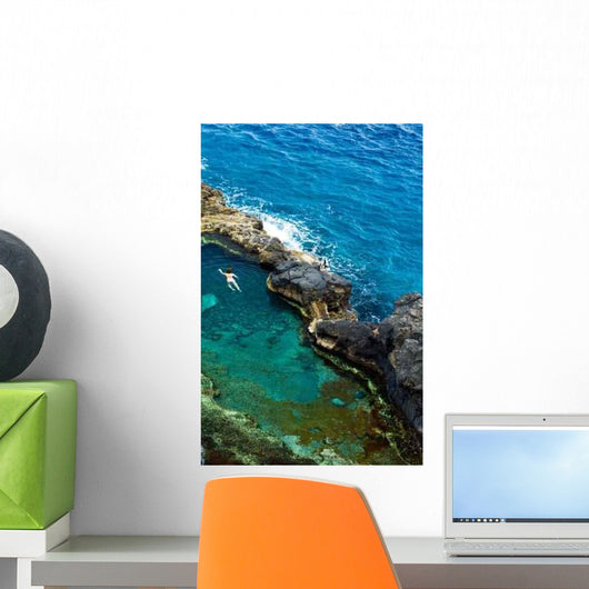 Woman Bathes Natural Pool Wall Decal