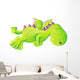 Cute green dragon flying Wall Decal