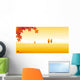 Autumn Leaves and Landscape Wall Mural