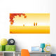 Autumn Leaves and Landscape Wall Mural