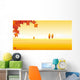 Autumn Leaves and Landscape Wall Mural