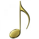 3D Golden Eighth Note Wall Decal