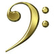 3D Golden Bass Clef Wall Decal