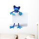 Blue CG Frog Holding Sign Wall Decal