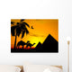 Illustration Camels Walking Desert Wall Decal