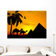 Illustration Camels Walking Desert Wall Decal