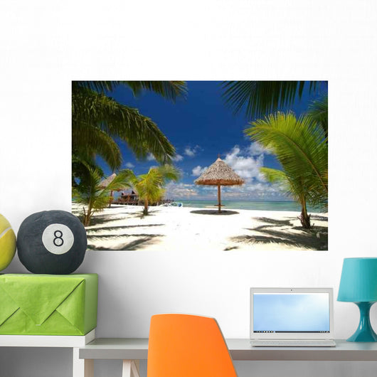 Tropical Beach Resort with Wall Decal