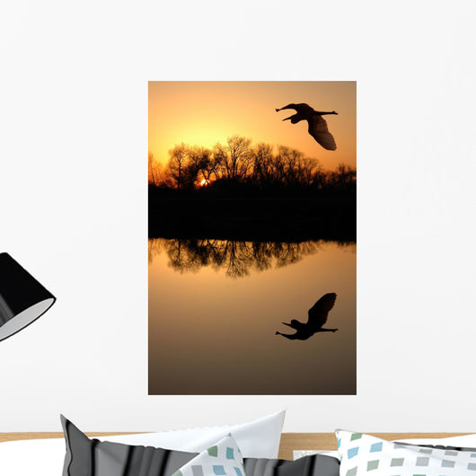 Golden Sunset and Silhouette Wall Decal