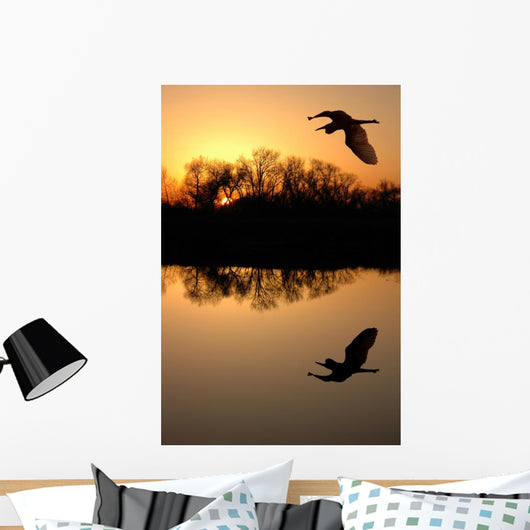 Golden Sunset and Silhouette Wall Decal