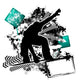 Snowboarding Grunge Template Vector Wall Decal