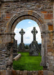 Brick Portcullis and Celtic Crosses Wall Decal