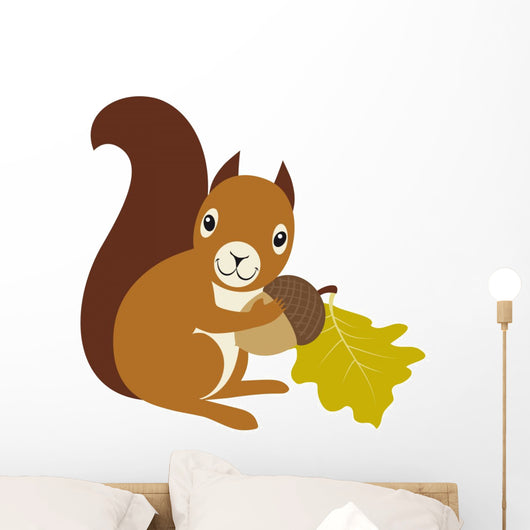 Squirrel with Acorn and Wall Decal