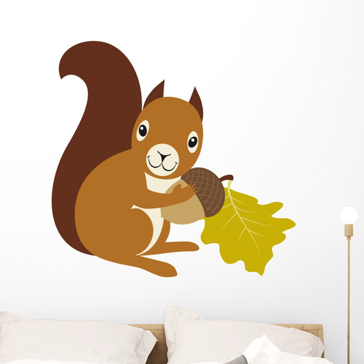 Squirrel with Acorn and Wall Decal