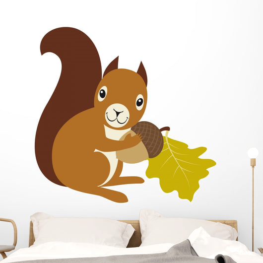 Squirrel with Acorn and Wall Decal