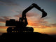 Heavy Excavator over Orange Wall Decal