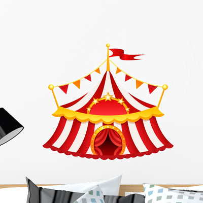 Circus Tent Wall Decal shown on a wall