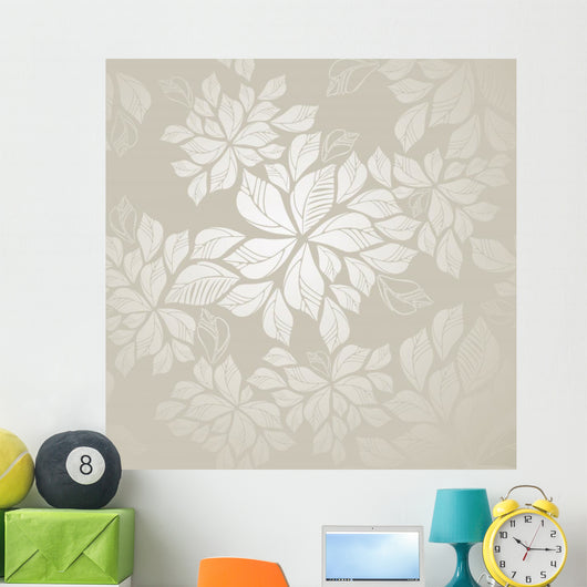 Seamless Silver Leaves Wallpaper Wall Decal