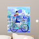 Watercolor Parisian Woman on Bike (Mini) Wall Decal
