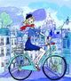 Watercolor Parisian Woman on Bike (Mini) Wall Decal