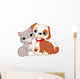 Cartoon Cat and Dog Wall Decal