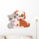 Cartoon Cat and Dog Wall Decal