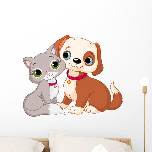 Cartoon Cat and Dog Wall Decal