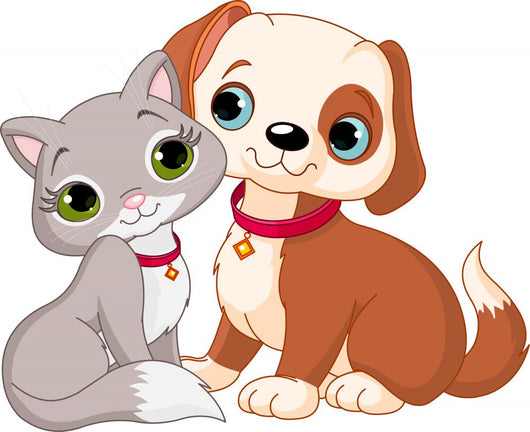 Cartoon Cat and Dog Wall Decal
