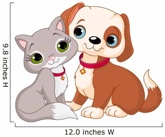 Cartoon Cat and Dog Wall Decal