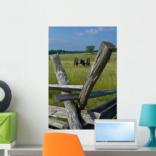Cannon and Battlefield Fence Wall Decal