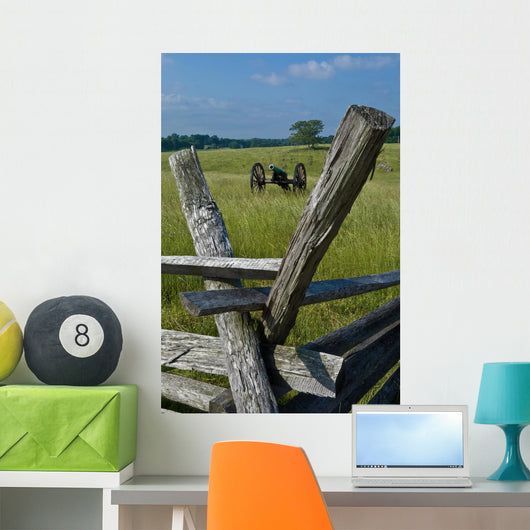 Cannon and Battlefield Fence Wall Decal