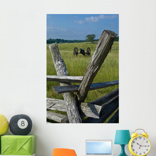 Cannon and Battlefield Fence Wall Decal