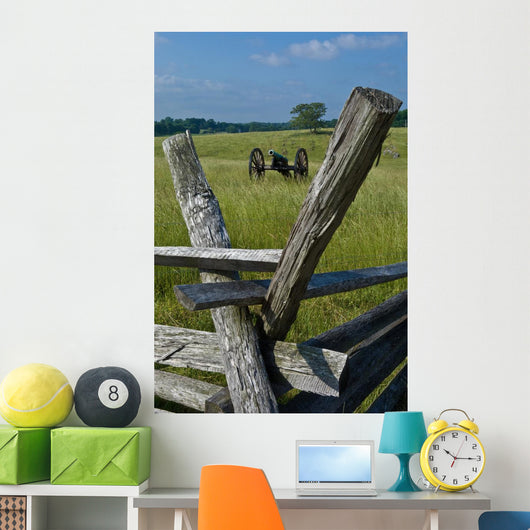 Cannon and Battlefield Fence Wall Decal